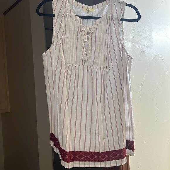 Kori America Tops - Worn once lace up burgundy and white tank
